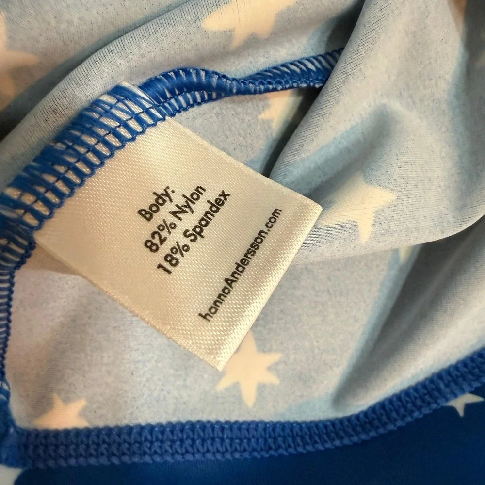 Hanna‎ Andersson kids blue with white stars long sleeve rash guard 150/12